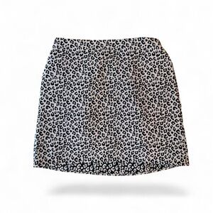Leopard Print Mini Skirt - Black and White Mod on Trend